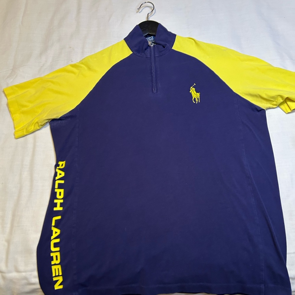 Ralph Lauren Men's Polo in Navy and Bright Yellow